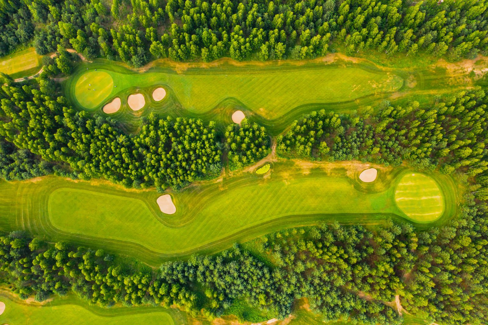 Golfbana fotograferad rakt uppifrån